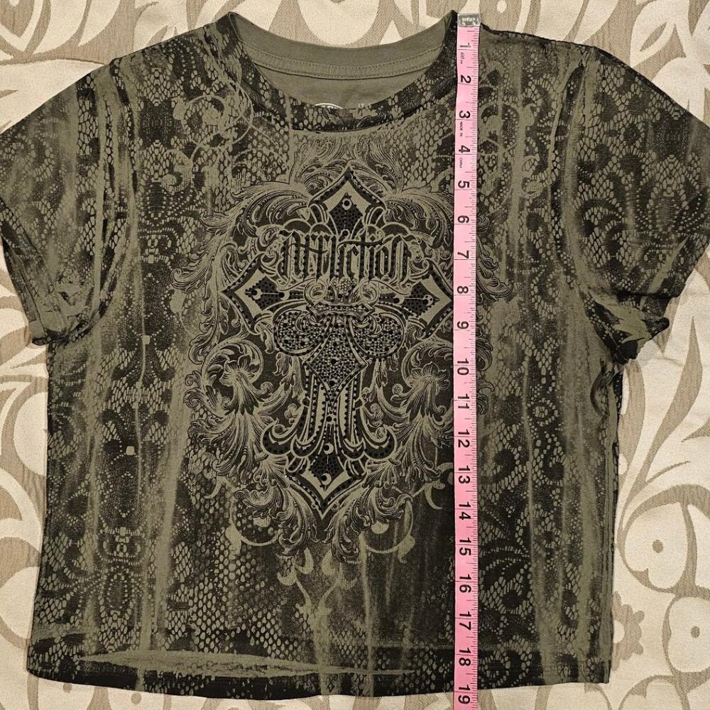 Affliction Baby Doll Tee - Grey/Green (Never Worn)